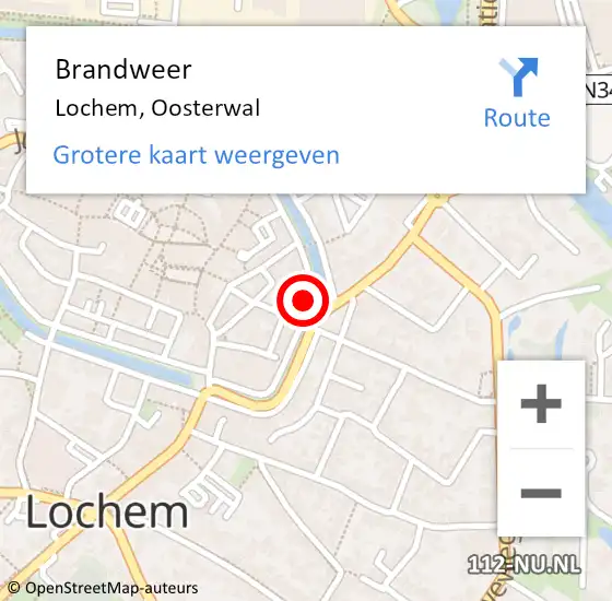 Locatie op kaart van de 112 melding: Brandweer Lochem, Oosterwal op 18 juni 2019 14:09