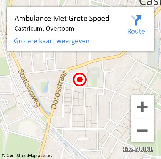 Locatie op kaart van de 112 melding: Ambulance Met Grote Spoed Naar Castricum, Overtoom op 18 juni 2019 15:02