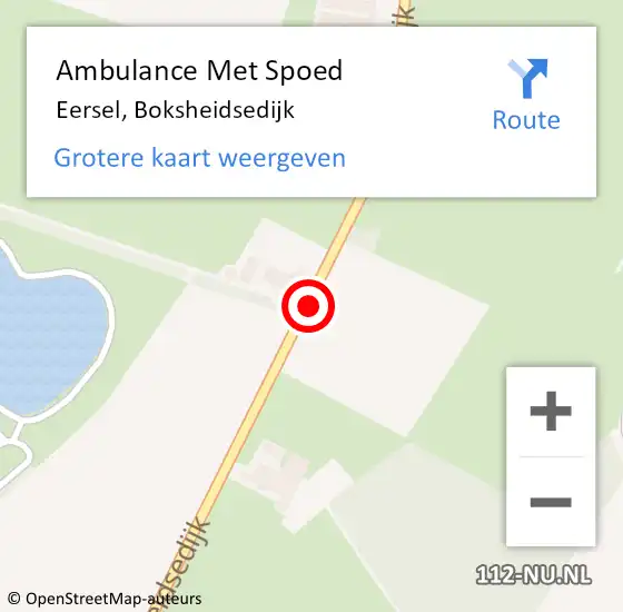 Locatie op kaart van de 112 melding: Ambulance Met Spoed Naar Eersel, Boksheidsedijk op 18 juni 2019 15:03