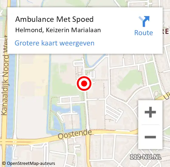 Locatie op kaart van de 112 melding: Ambulance Met Spoed Naar Helmond, Keizerin Marialaan op 18 juni 2019 15:19