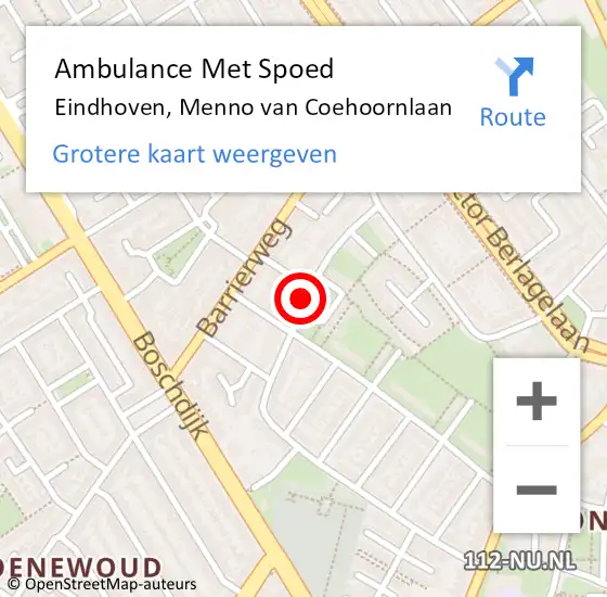 Locatie op kaart van de 112 melding: Ambulance Met Spoed Naar Eindhoven, Menno van Coehoornlaan op 18 juni 2019 15:39