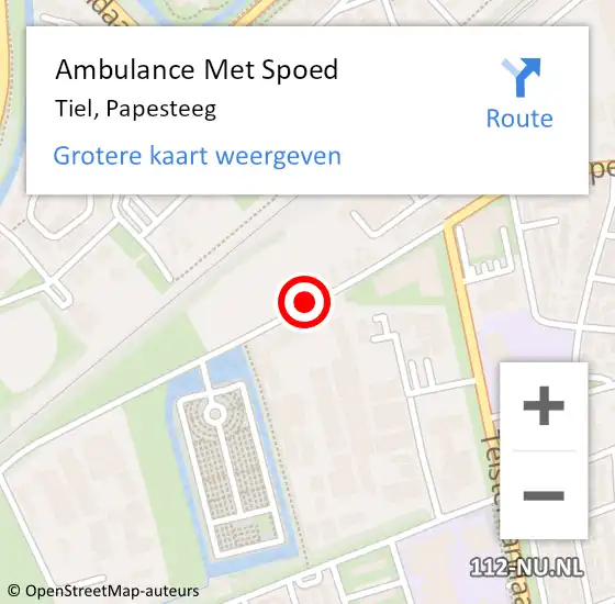 Locatie op kaart van de 112 melding: Ambulance Met Spoed Naar Tiel, Papesteeg op 18 juni 2019 15:55