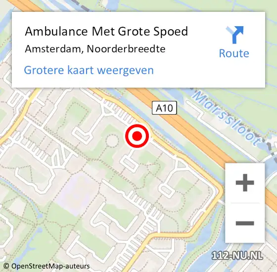 Locatie op kaart van de 112 melding: Ambulance Met Grote Spoed Naar Amsterdam, Noorderbreedte op 18 juni 2019 16:04