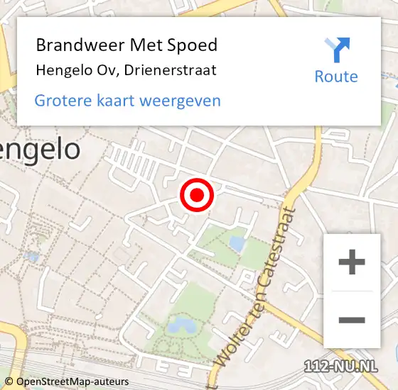 Locatie op kaart van de 112 melding: Brandweer Met Spoed Naar Hengelo Ov, Drienerstraat op 18 juni 2019 16:09