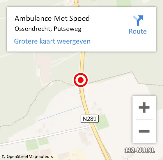 Locatie op kaart van de 112 melding: Ambulance Met Spoed Naar Ossendrecht, Putseweg op 18 juni 2019 16:16