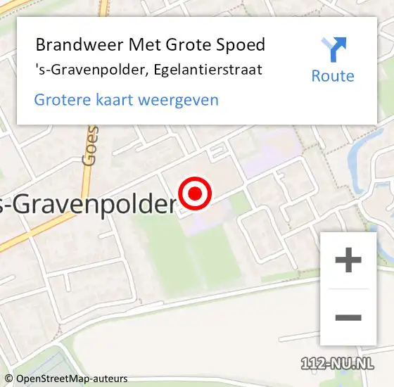 Locatie op kaart van de 112 melding: Brandweer Met Grote Spoed Naar 's-Gravenpolder, Egelantierstraat op 18 juni 2019 16:21