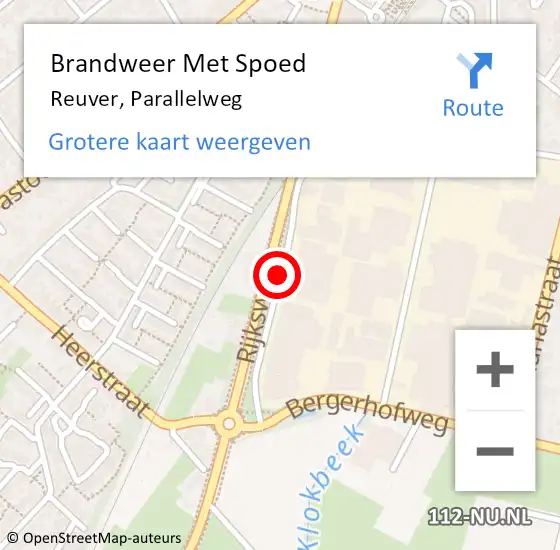 Locatie op kaart van de 112 melding: Brandweer Met Spoed Naar Reuver, Parallelweg op 18 juni 2019 16:29