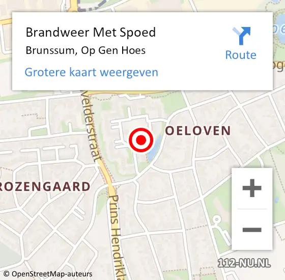 Locatie op kaart van de 112 melding: Brandweer Met Spoed Naar Brunssum, Op Gen Hoes op 18 juni 2019 16:31