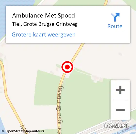 Locatie op kaart van de 112 melding: Ambulance Met Spoed Naar Tiel, Grote Brugse Grintweg op 18 juni 2019 16:51