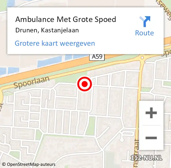 Locatie op kaart van de 112 melding: Ambulance Met Grote Spoed Naar Drunen, Kastanjelaan op 18 juni 2019 17:09
