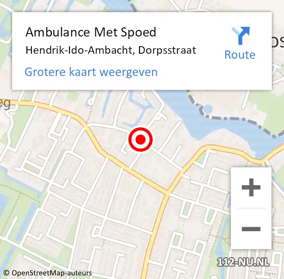 Locatie op kaart van de 112 melding: Ambulance Met Spoed Naar Hendrik-Ido-Ambacht, Dorpsstraat op 18 juni 2019 17:14