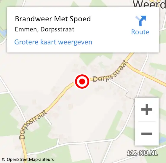 Locatie op kaart van de 112 melding: Brandweer Met Spoed Naar Emmen, Dorpsstraat op 18 juni 2019 17:37