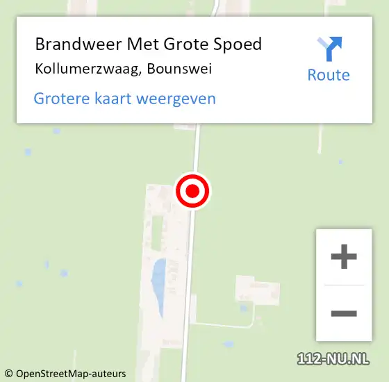 Locatie op kaart van de 112 melding: Brandweer Met Grote Spoed Naar Kollumerzwaag, Bounswei op 18 juni 2019 17:58