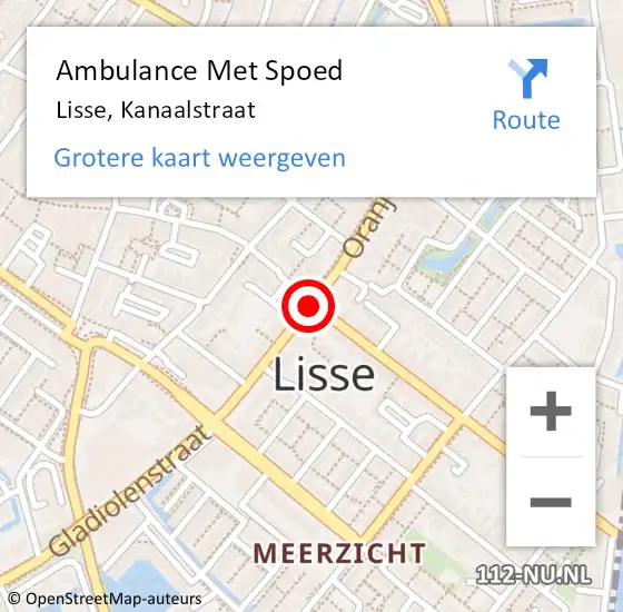 Locatie op kaart van de 112 melding: Ambulance Met Spoed Naar Lisse, Kanaalstraat op 18 juni 2019 19:00