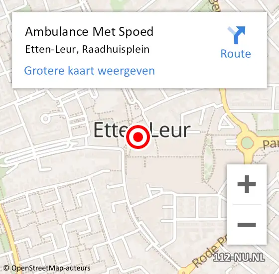 Locatie op kaart van de 112 melding: Ambulance Met Spoed Naar Etten-Leur, Raadhuisplein op 18 juni 2019 19:38