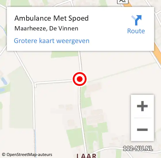 Locatie op kaart van de 112 melding: Ambulance Met Spoed Naar Maarheeze, De Vinnen op 18 juni 2019 19:45