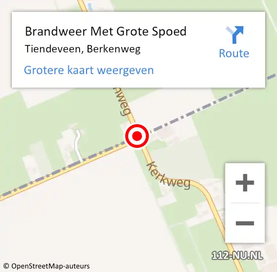 Locatie op kaart van de 112 melding: Brandweer Met Grote Spoed Naar Tiendeveen, Berkenweg op 18 juni 2019 20:06
