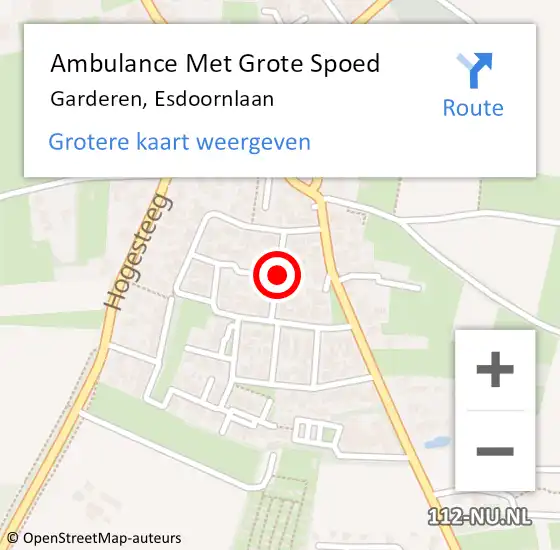 Locatie op kaart van de 112 melding: Ambulance Met Grote Spoed Naar Garderen, Esdoornlaan op 18 juni 2019 20:09