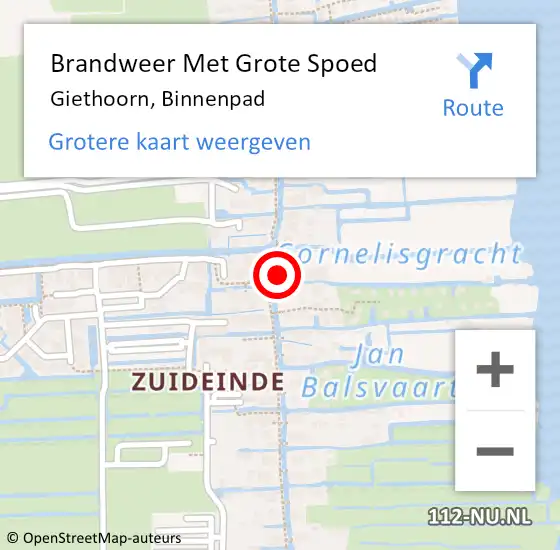 Locatie op kaart van de 112 melding: Brandweer Met Grote Spoed Naar Giethoorn, Binnenpad op 18 juni 2019 20:26