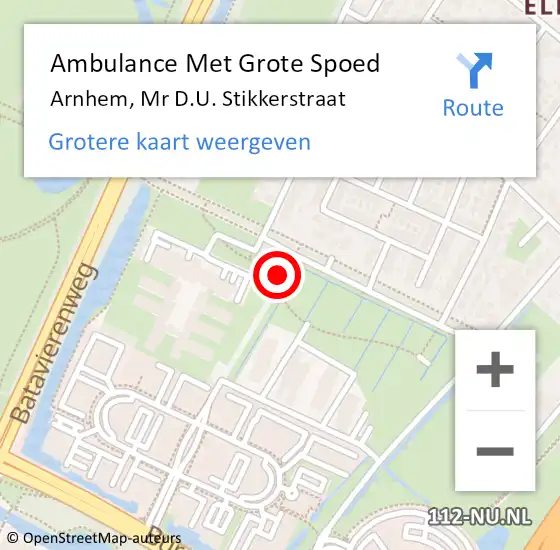 Locatie op kaart van de 112 melding: Ambulance Met Grote Spoed Naar Arnhem, Mr D.U. Stikkerstraat op 18 juni 2019 21:12