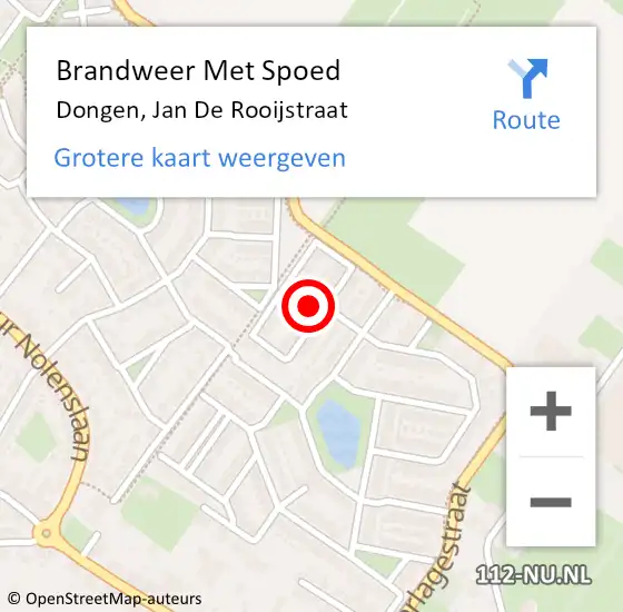 Locatie op kaart van de 112 melding: Brandweer Met Spoed Naar Dongen, Jan De Rooijstraat op 18 juni 2019 21:53