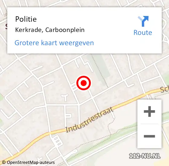 Locatie op kaart van de 112 melding: Politie Kerkrade, Carboonplein op 18 juni 2019 21:55