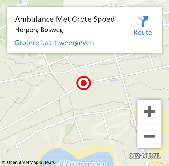 Locatie op kaart van de 112 melding: Ambulance Met Grote Spoed Naar Herpen, Bosweg op 18 juni 2019 21:56
