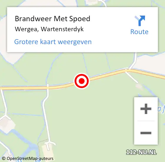 Locatie op kaart van de 112 melding: Brandweer Met Spoed Naar Wergea, Wartensterdyk op 18 juni 2019 22:41