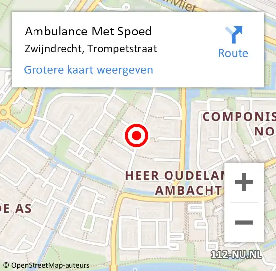 Locatie op kaart van de 112 melding: Ambulance Met Spoed Naar Zwijndrecht, Trompetstraat op 18 juni 2019 23:11