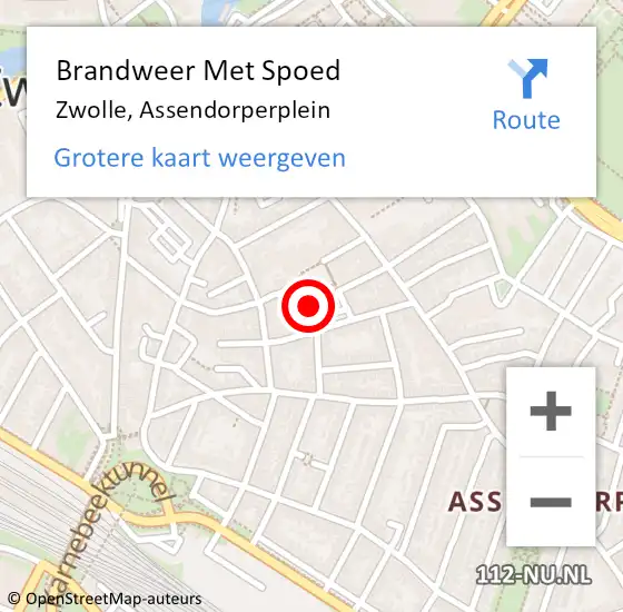 Locatie op kaart van de 112 melding: Brandweer Met Spoed Naar Zwolle, Assendorperplein op 18 juni 2019 23:44