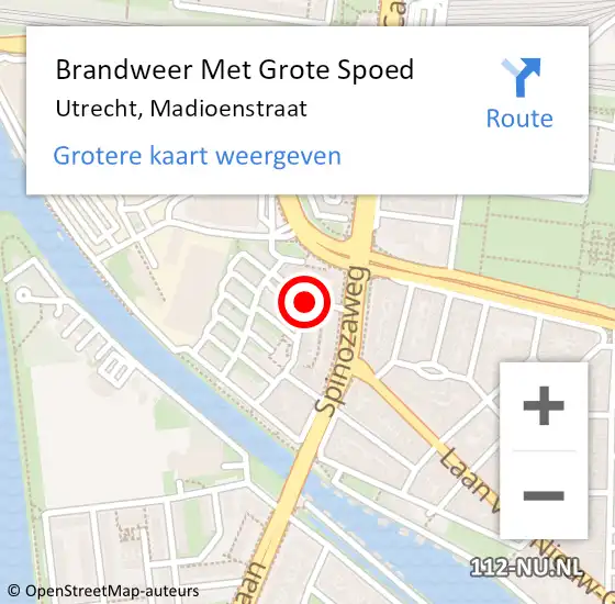 Locatie op kaart van de 112 melding: Brandweer Met Grote Spoed Naar Utrecht, Madioenstraat op 18 juni 2019 23:59