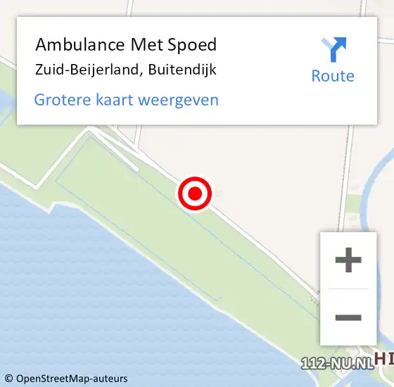 Locatie op kaart van de 112 melding: Ambulance Met Spoed Naar Zuid-Beijerland, Buitendijk op 19 juni 2019 00:43