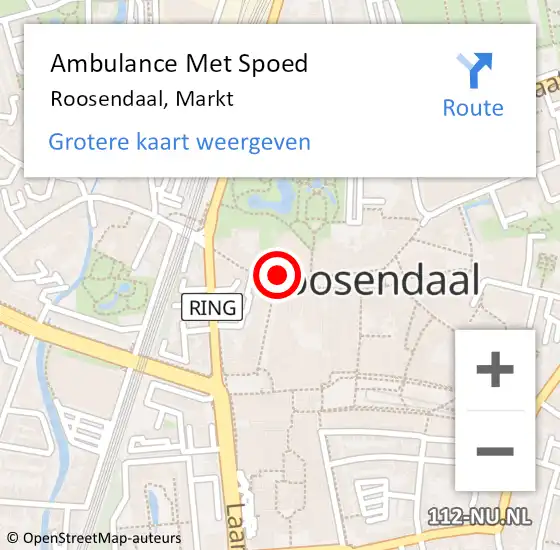 Locatie op kaart van de 112 melding: Ambulance Met Spoed Naar Roosendaal, Markt op 19 juni 2019 01:11