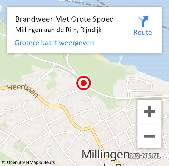 Locatie op kaart van de 112 melding: Brandweer Met Grote Spoed Naar Millingen aan de Rijn, Rijndijk op 19 juni 2019 02:11