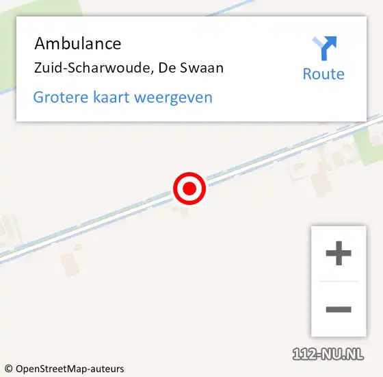 Locatie op kaart van de 112 melding: Ambulance Zuid-Scharwoude, De Swaan op 19 juni 2019 04:29