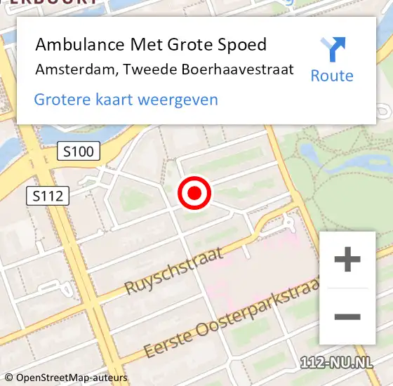 Locatie op kaart van de 112 melding: Ambulance Met Grote Spoed Naar Amsterdam, Tweede Boerhaavestraat op 19 juni 2019 06:35