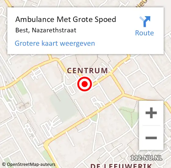 Locatie op kaart van de 112 melding: Ambulance Met Grote Spoed Naar Best, Nazarethstraat op 19 juni 2019 07:21