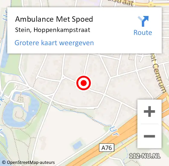 Locatie op kaart van de 112 melding: Ambulance Met Spoed Naar Stein, Hoppenkampstraat op 4 april 2014 18:47