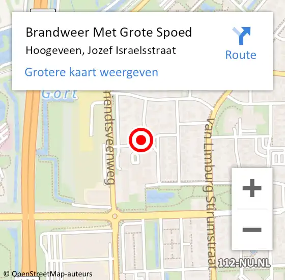 Locatie op kaart van de 112 melding: Brandweer Met Grote Spoed Naar Hoogeveen, Jozef Israelsstraat op 19 juni 2019 08:10