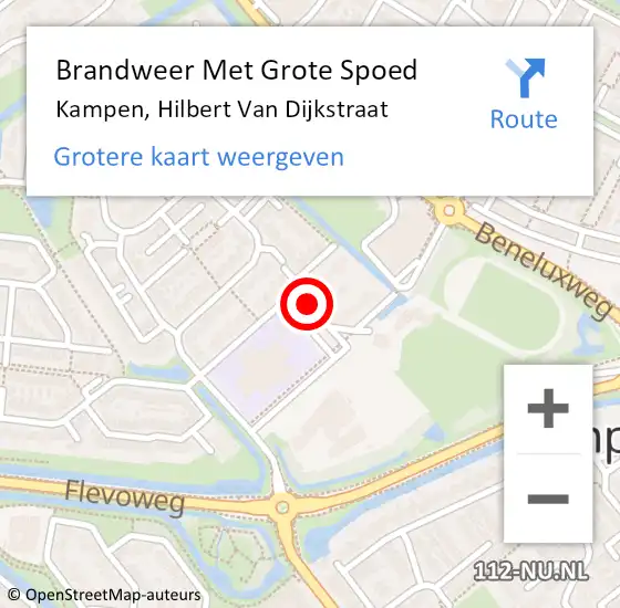 Locatie op kaart van de 112 melding: Brandweer Met Grote Spoed Naar Kampen, Hilbert Van Dijkstraat op 19 juni 2019 08:39