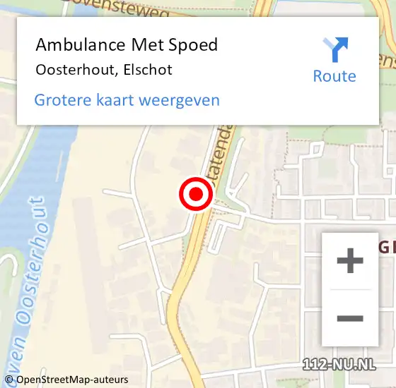 Locatie op kaart van de 112 melding: Ambulance Met Spoed Naar Oosterhout, Elschot op 19 juni 2019 08:58