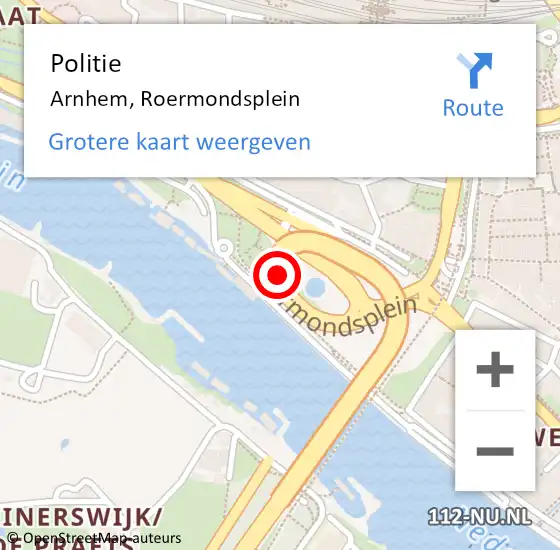 Locatie op kaart van de 112 melding: Politie Arnhem, Roermondsplein op 19 juni 2019 09:17