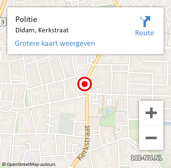 Locatie op kaart van de 112 melding: Politie Didam, Kerkstraat op 19 juni 2019 09:42