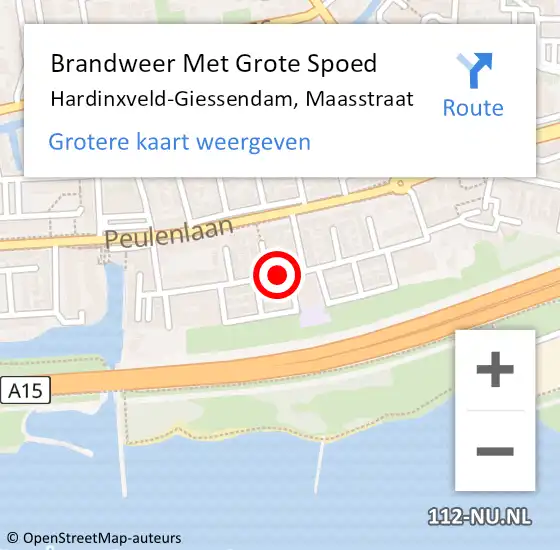 Locatie op kaart van de 112 melding: Brandweer Met Grote Spoed Naar Hardinxveld-Giessendam, Maasstraat op 19 juni 2019 09:47