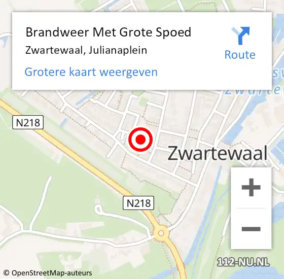 Locatie op kaart van de 112 melding: Brandweer Met Grote Spoed Naar Zwartewaal, Julianaplein op 19 juni 2019 10:06