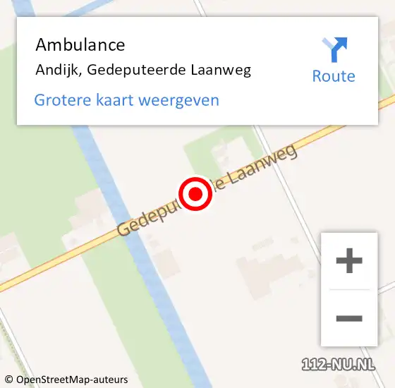 Locatie op kaart van de 112 melding: Ambulance Andijk, Gedeputeerde Laanweg op 19 juni 2019 10:07