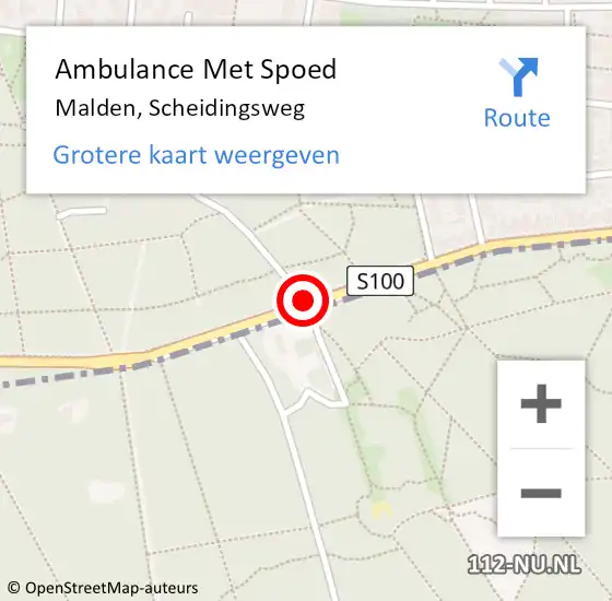 Locatie op kaart van de 112 melding: Ambulance Met Spoed Naar Malden, Scheidingsweg op 19 juni 2019 10:12