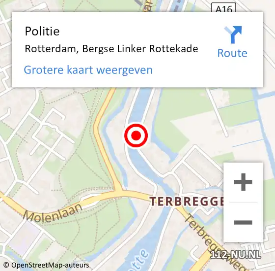 Locatie op kaart van de 112 melding: Politie Rotterdam, Bergse Linker Rottekade op 19 juni 2019 10:57