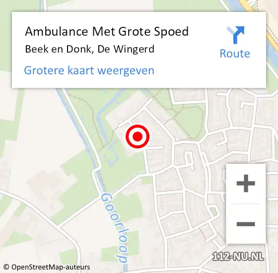 Locatie op kaart van de 112 melding: Ambulance Met Grote Spoed Naar Beek en Donk, De Wingerd op 19 juni 2019 10:58