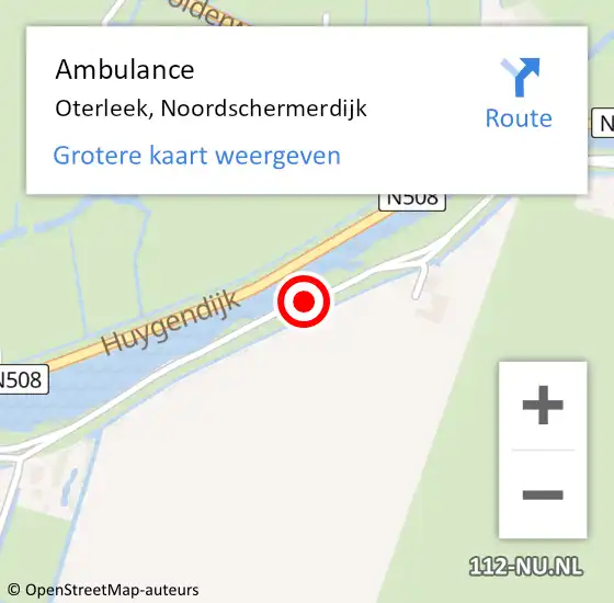 Locatie op kaart van de 112 melding: Ambulance Oterleek, Noordschermerdijk op 19 juni 2019 11:00